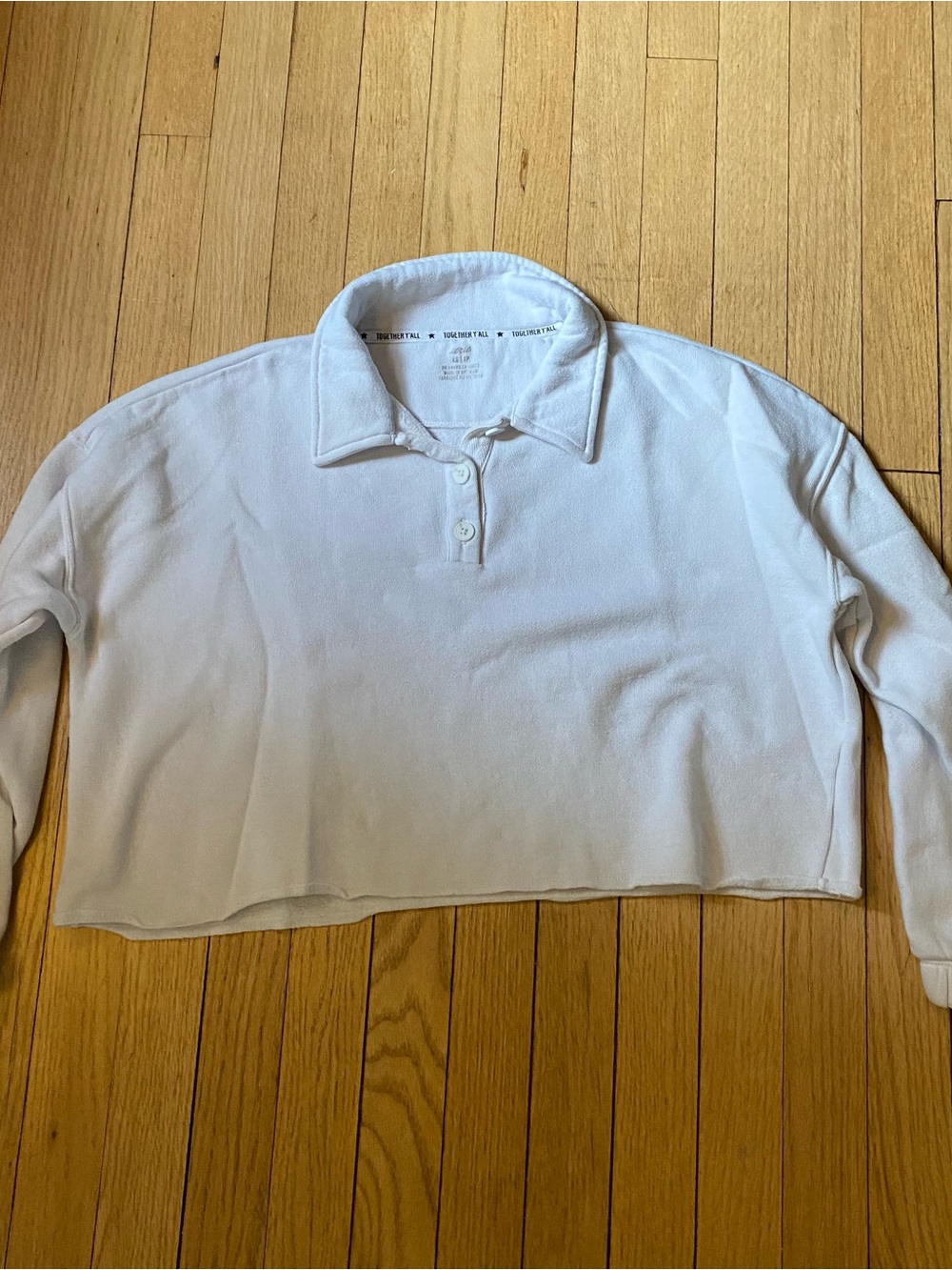 Aerie Crop Sweatshirt Women's XS White long Sleeve Collar Summer Casual Active